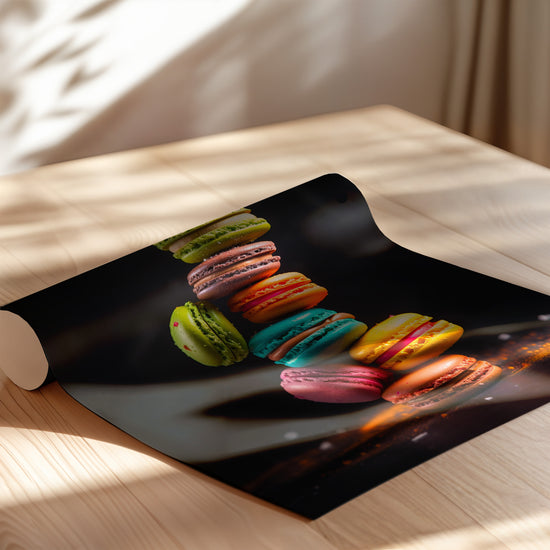 Poster Macarons gourmands - Douceurs pastel d'une pâtisserie française — Vierge - poster-enroullé