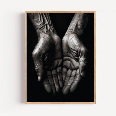 Póster Manos entrelazadas en blanco y negro - Ternura y apoyo