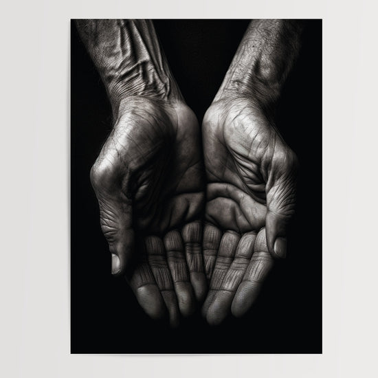 Poster Mains enlacées - Étreinte monochrome pleine de tendresse — Vierge - poster-presentation-produit