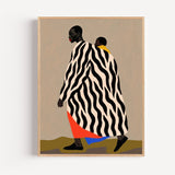 Poster Maternité Africaine - Femme et enfant aux motifs zébrés