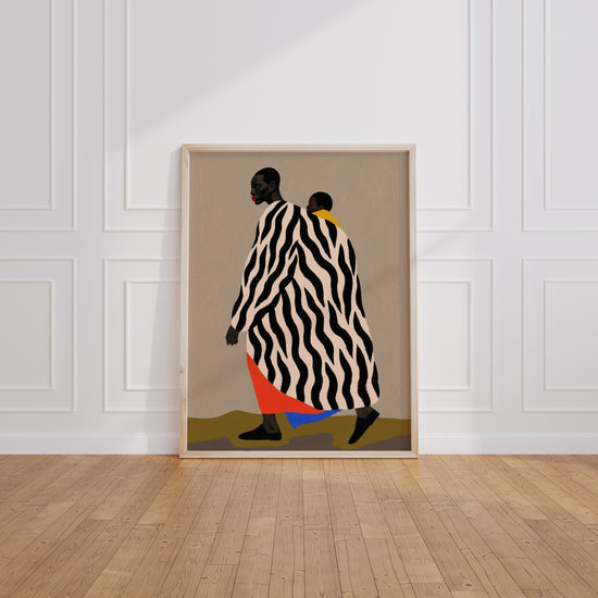 Poster Maternité Africaine - Femme et enfant aux motifs zébrés — Vierge - living-room