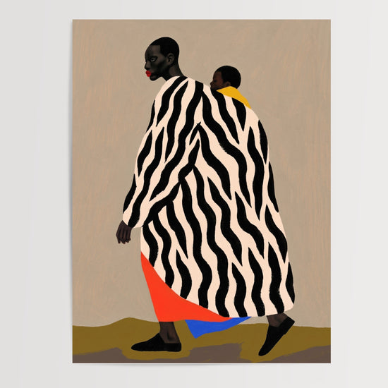 Poster Maternité Africaine - Femme et enfant aux motifs zébrés — Vierge - poster-presentation-produit