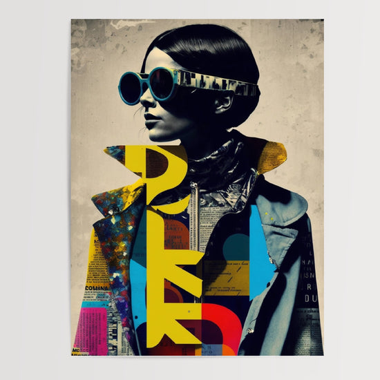 Urban mode poster – Popportret met kleurrijke typografieën — Leeg - productpresentatie