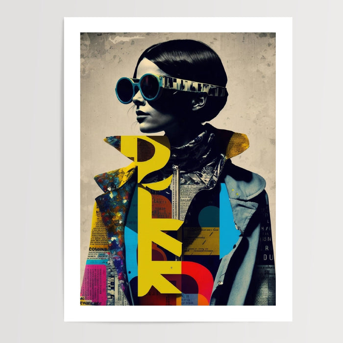 Poster Mode urbaine - Portrait pop et typographies colorées — Vierge - poster-presentation-produit — passe-partout blanc