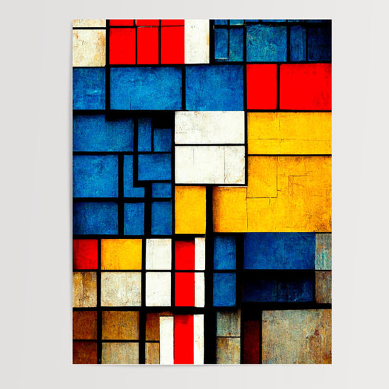 Poster Mondrian revisité - Lignes franches et couleurs vives — Vierge - poster-presentation-produit