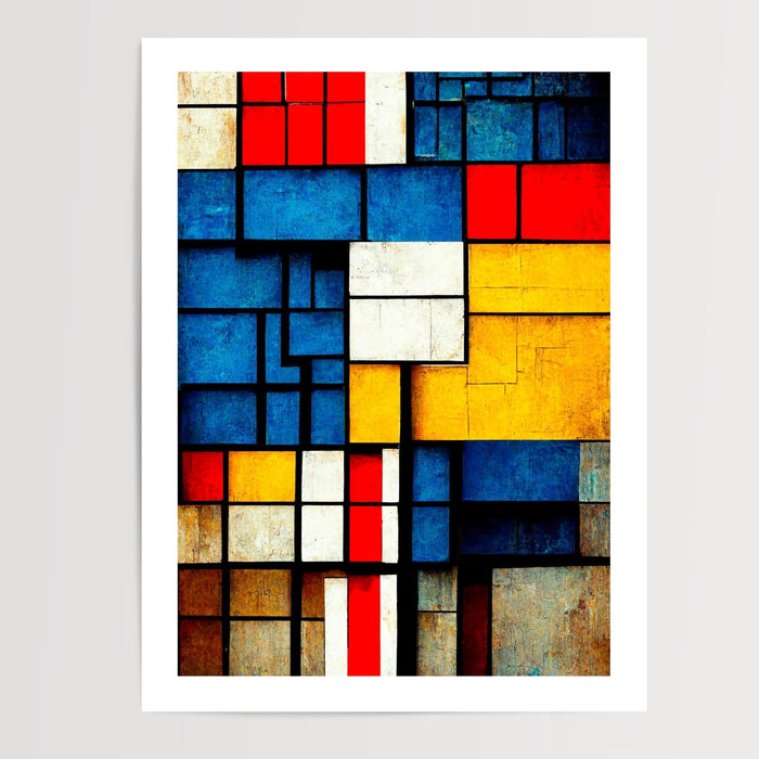 Poster Mondrian revisité - Lignes franches et couleurs vives — Vierge - poster-presentation-produit — passe-partout blanc