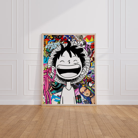 Poster Monkey D. Luffy - Sourire manga et graffitis pleins de vie — Vierge - living-room