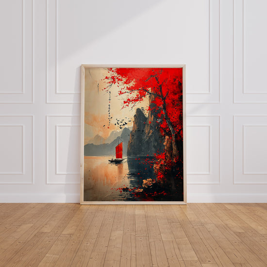 Poster Montagnes du Japon - Fleuve paisible et sérénité zen — Vierge - living-room