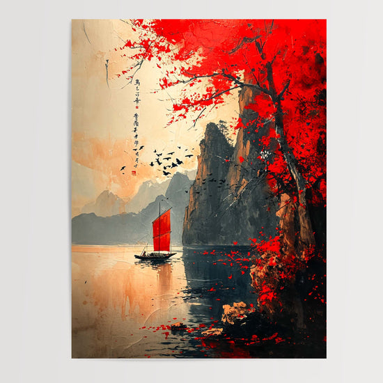 Poster Montagnes du Japon - Fleuve paisible et sérénité zen — Vierge - poster-presentation-produit