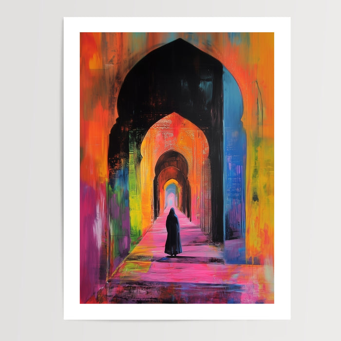 Poster Mosquée multicolore - Spiritualité lumineuse et colorée — Vierge - poster-presentation-produit — passe-partout blanc