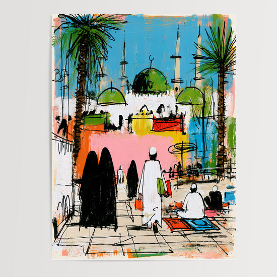 Poster Mosquée sacrée - Ferveur moderne et lumière spirituelle — Vierge - poster-presentation-produit