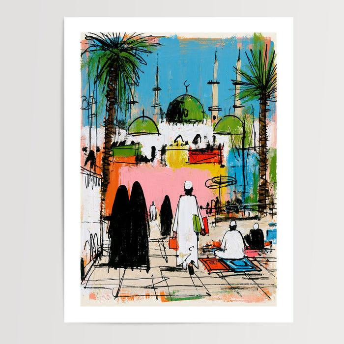 Poster Mosquée sacrée - Ferveur moderne et lumière spirituelle — Vierge - poster-presentation-produit — passe-partout blanc