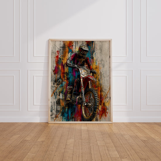 Poster Motocross en plein vol - Street art explosif pour chambre d'ado — Vierge - living-room