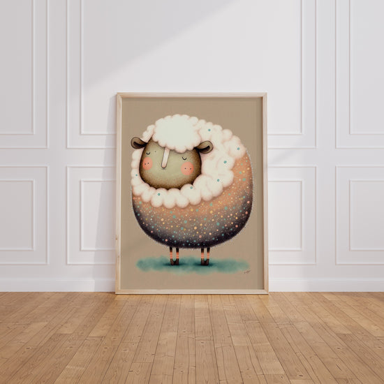 Poster Mouton blanc - Le gardien tout doux des rêves de bébé — Vierge - living-room