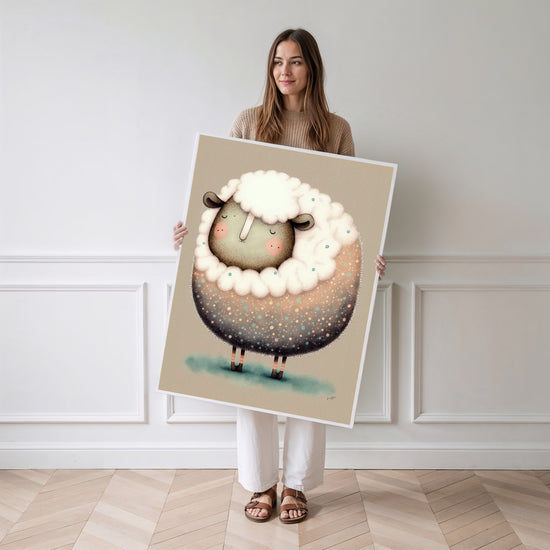 Poster Mouton blanc - Le gardien tout doux des rêves de bébé — Vierge - poster-femme-debout