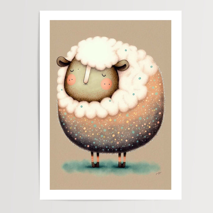 Poster Mouton blanc - Le gardien tout doux des rêves de bébé — Vierge - poster-presentation-produit — passe-partout blanc