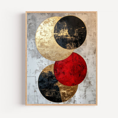 Gold Abstract Wall Art Poster – Zen Circle with Light Reflections