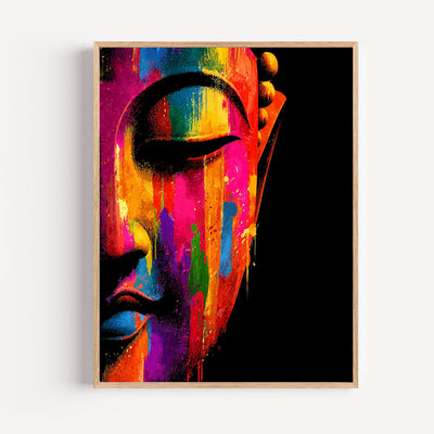 Buddha Wall Poster — Serene Face in Vibrant Colors
