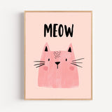 Poster mural Chatte rose - Douce amie pour chambre de fillette