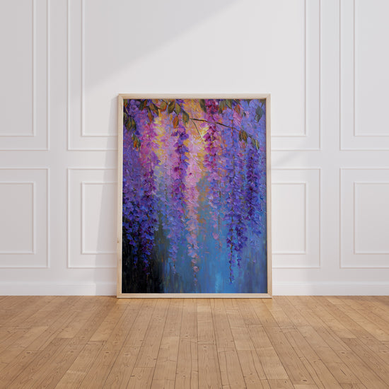Poster mural Glycine - Cascade fleurie sous une lumière dorée — Vierge - living-room