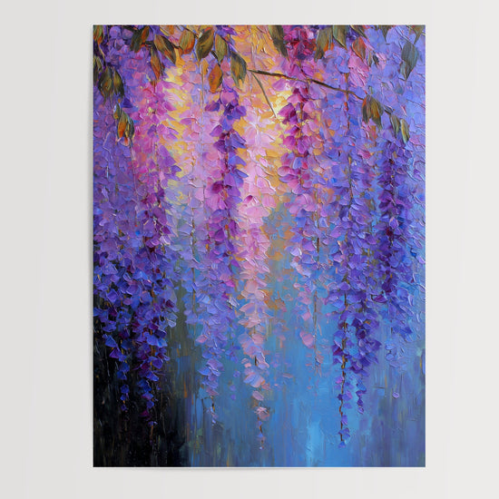 Poster mural Glycine - Cascade fleurie sous une lumière dorée — Vierge - poster-presentation-produit