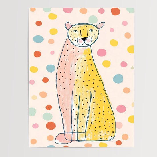Poster mural Léopard pastel - Douceur rose et jaune pour la chambre — Vierge - poster-presentation-produit