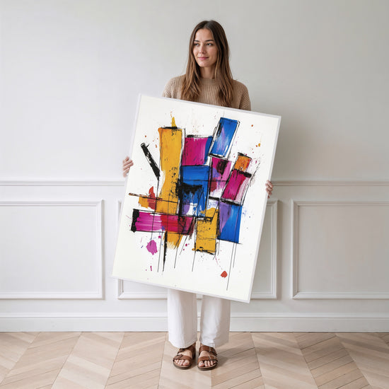Poster mural Énergie géométrique - Éclats de couleurs en mouvement — Vierge - poster-femme-debout