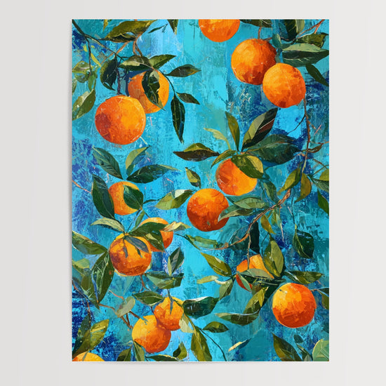 Poster mural Oranges - Fraîcheur d'un été en Méditerranée — Vierge - poster-presentation-produit