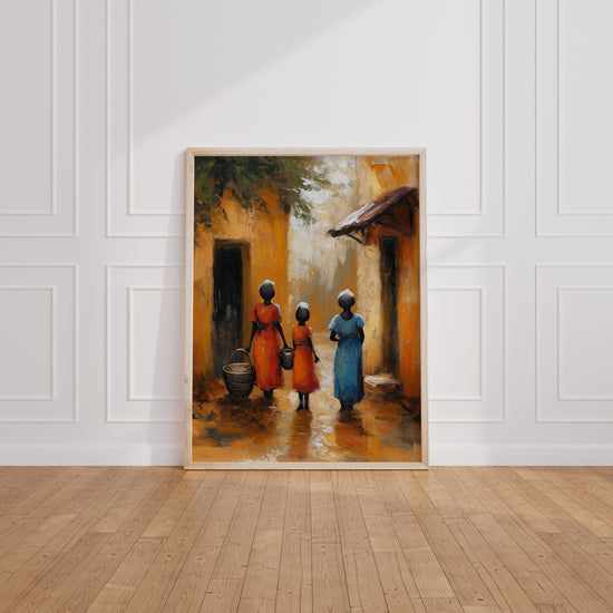 Poster mural Village africain - Instants de vie sous le soleil — Vierge - living-room