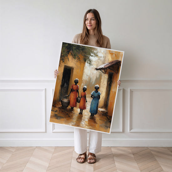 Poster mural Village africain - Instants de vie sous le soleil — Vierge - poster-femme-debout