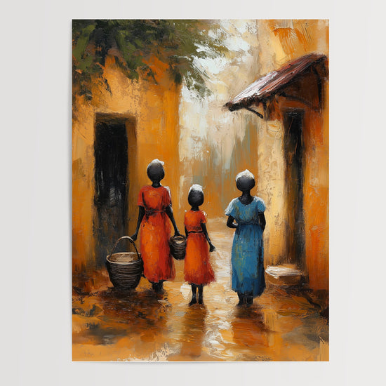 Poster mural Village africain - Instants de vie sous le soleil — Vierge - poster-presentation-produit