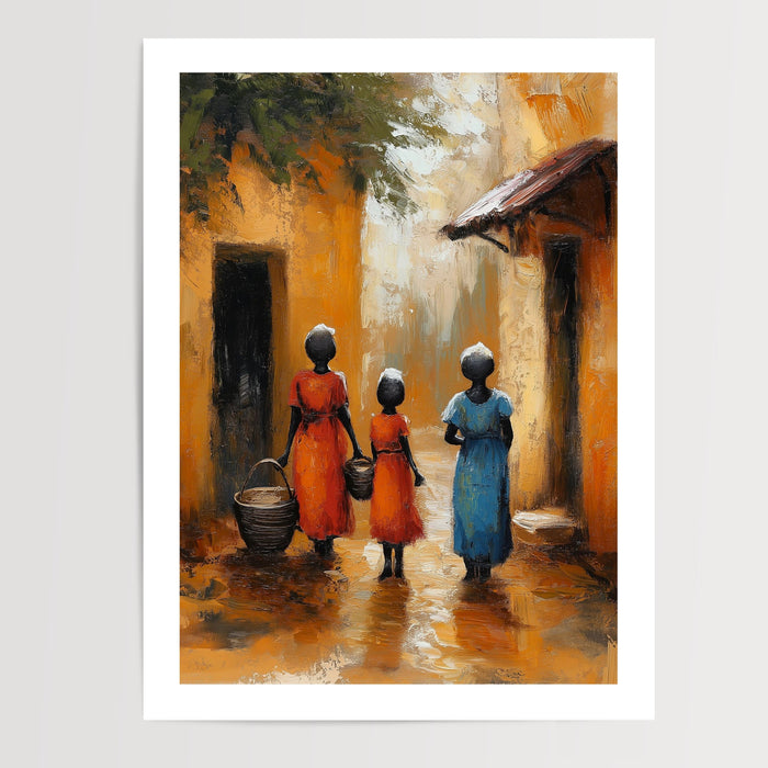 Poster mural Village africain - Instants de vie sous le soleil — Vierge - poster-presentation-produit — passe-partout blanc