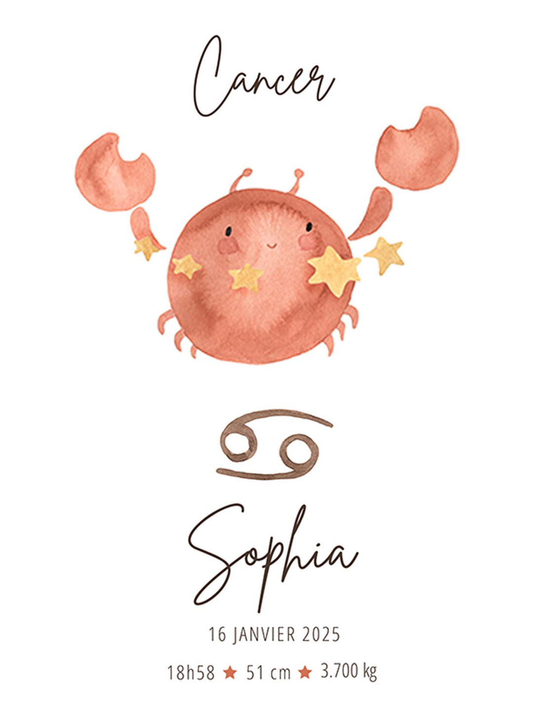 CANCER Horoscope - Cadeau Personnalisé Bébé