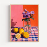 Poster Nature morte - Citrons et fleurs d'une cuisine ensoleillée