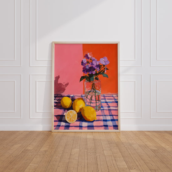 Poster Nature morte - Citrons et fleurs d'une cuisine ensoleillée — Vierge - living-room