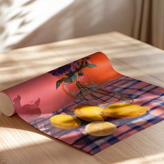 Poster Nature morte - Citrons et fleurs d'une cuisine ensoleillée — Vierge - poster-enroullé