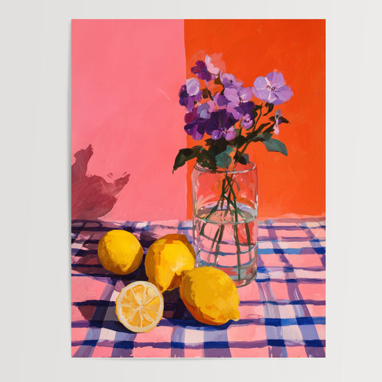 Poster Nature morte - Citrons et fleurs d'une cuisine ensoleillée — Vierge - poster-presentation-produit