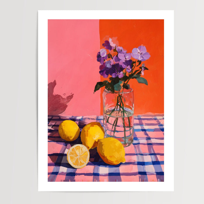 Poster Nature morte - Citrons et fleurs d'une cuisine ensoleillée — Vierge - poster-presentation-produit — passe-partout blanc