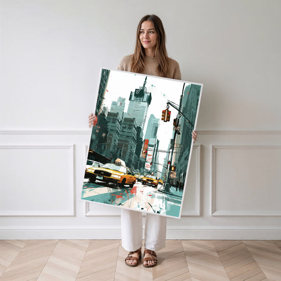 Poster New York - L'effervescence urbaine en couleurs vives — Vierge - poster-femme-debout