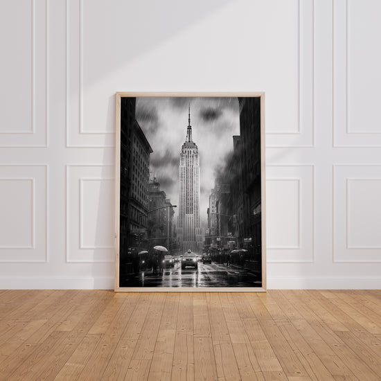 Poster New York noir et blanc - L'énergie d'une rue et de l'Empire State — Vierge - living-room