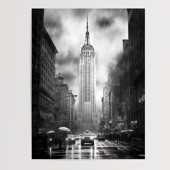 Poster New York noir et blanc - L'énergie d'une rue et de l'Empire State — Vierge - poster-presentation-produit