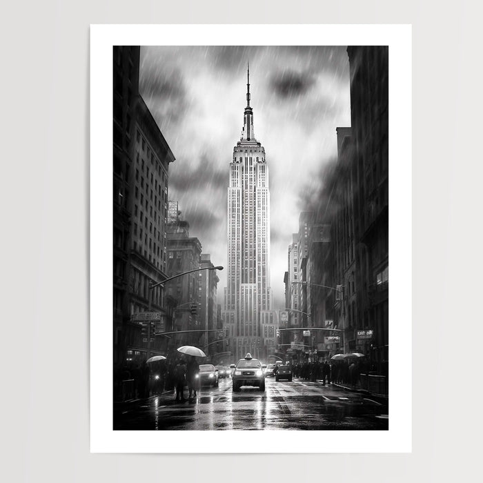 Poster New York noir et blanc - L'énergie d'une rue et de l'Empire State — Vierge - poster-presentation-produit — passe-partout blanc