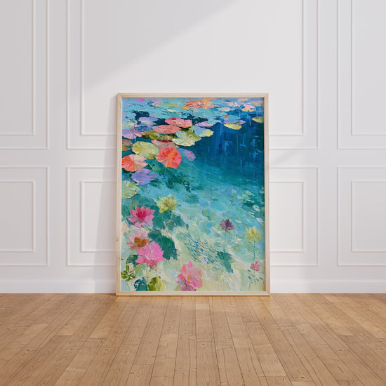 Poster Nymphéas de Monet - Douceur d'un bassin fleuri à Giverny — Vierge - living-room