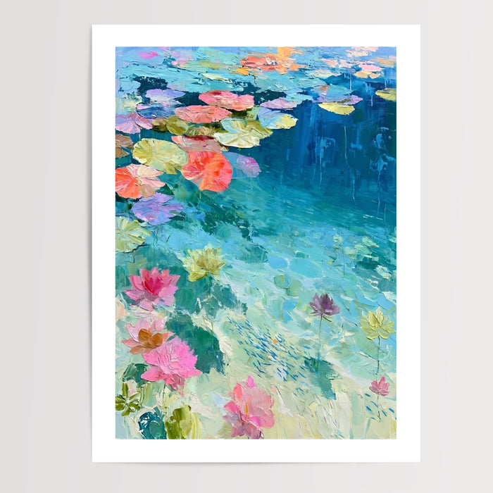 Poster Nymphéas de Monet - Douceur d'un bassin fleuri à Giverny — Vierge - poster-presentation-produit — passe-partout blanc