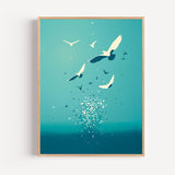 Poster Océan et oiseaux - L'appel du large et du ciel bleu