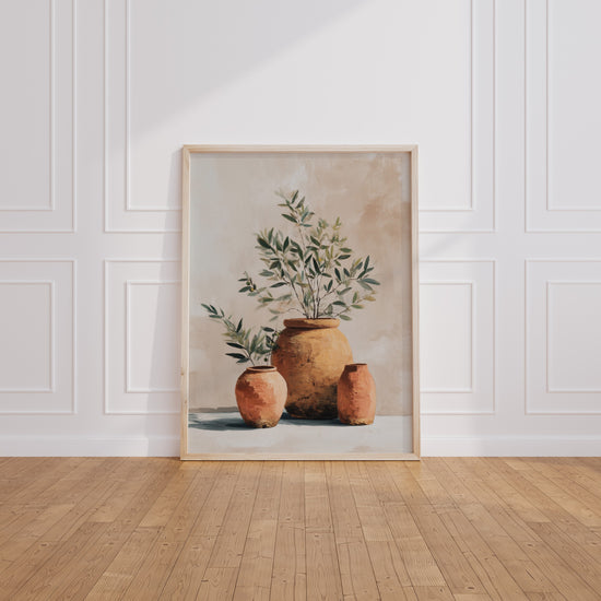 Poster Oliviers - Branches et terre cuite au parfum de Provence — Vierge - living-room
