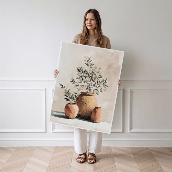 Poster Oliviers - Branches et terre cuite au parfum de Provence — Vierge - poster-femme-debout