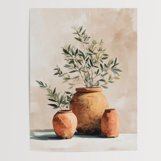 Poster Oliviers - Branches et terre cuite au parfum de Provence — Vierge - poster-presentation-produit