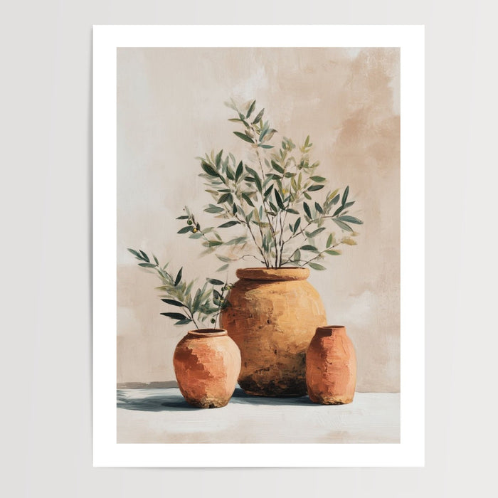 Poster Oliviers - Branches et terre cuite au parfum de Provence — Vierge - poster-presentation-produit — passe-partout blanc