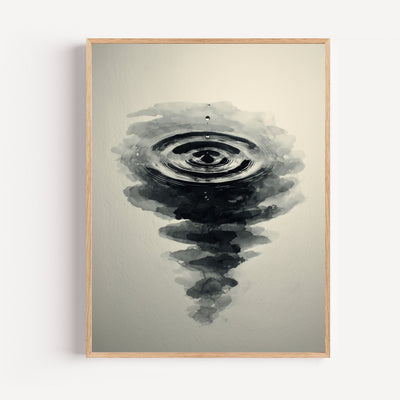 Poster Wasserwellen – Gelassenheit in schwarzer Tusche, Schwarz-Weiß